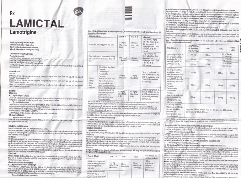 Viên nén Lamictal 25mg GSK điều trị động kinh và phòng ngừa bệnh rối loạn lưỡng cực (3 vỉ x 10 viên)