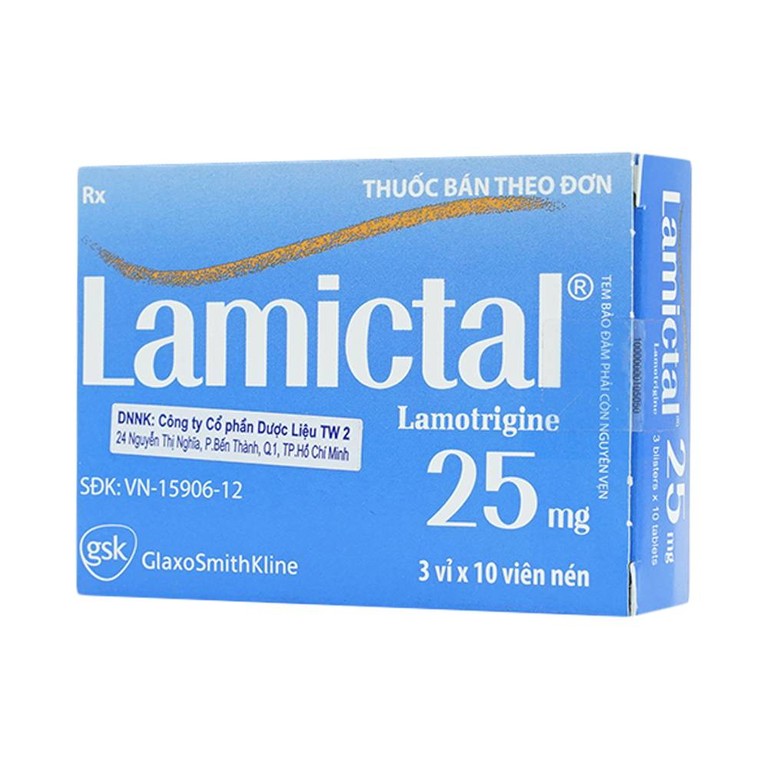 Viên nén Lamictal 25mg GSK điều trị động kinh và phòng ngừa bệnh rối loạn lưỡng cực (3 vỉ x 10 viên)