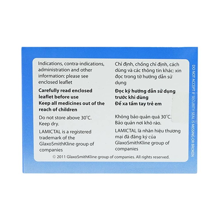 Viên nén Lamictal 25mg GSK điều trị động kinh và phòng ngừa bệnh rối loạn lưỡng cực (3 vỉ x 10 viên)