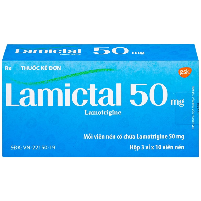 Viên nén Lamictal 50mg GSK điều trị động kinh và phòng ngừa bệnh rối loạn lưỡng cực (3 vỉ x 10 viên)