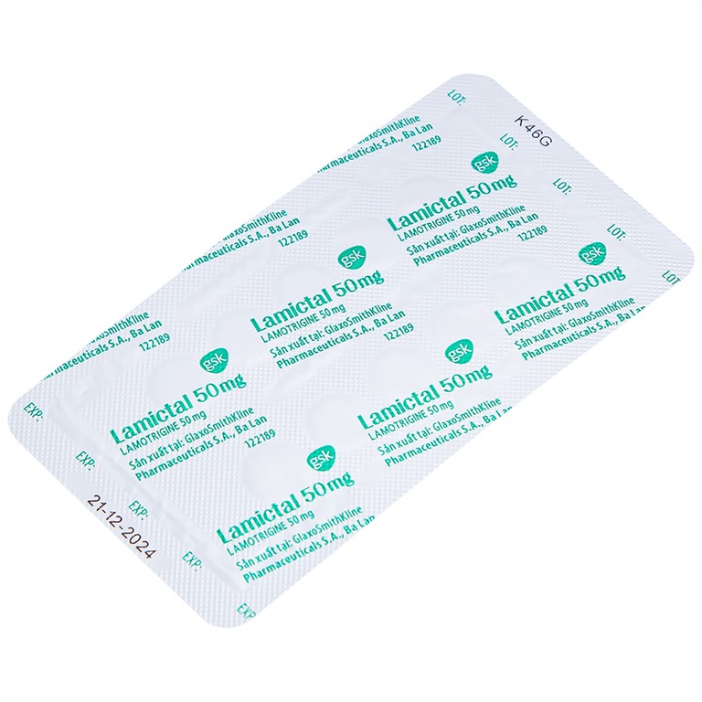 Viên nén Lamictal 50mg GSK điều trị động kinh và phòng ngừa bệnh rối loạn lưỡng cực (3 vỉ x 10 viên)
