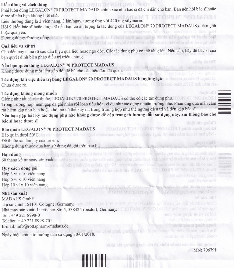 Viên nang Legalon 70 Madaus điều trị bệnh gan, nhiễm độc gan (10 vỉ x 10 viên)