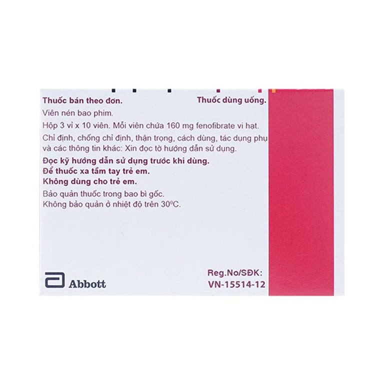 Thuốc Lipanthyl Supra 160mg Abbott điều trị tăng cholesterol máu (3 vỉ x 10 viên)