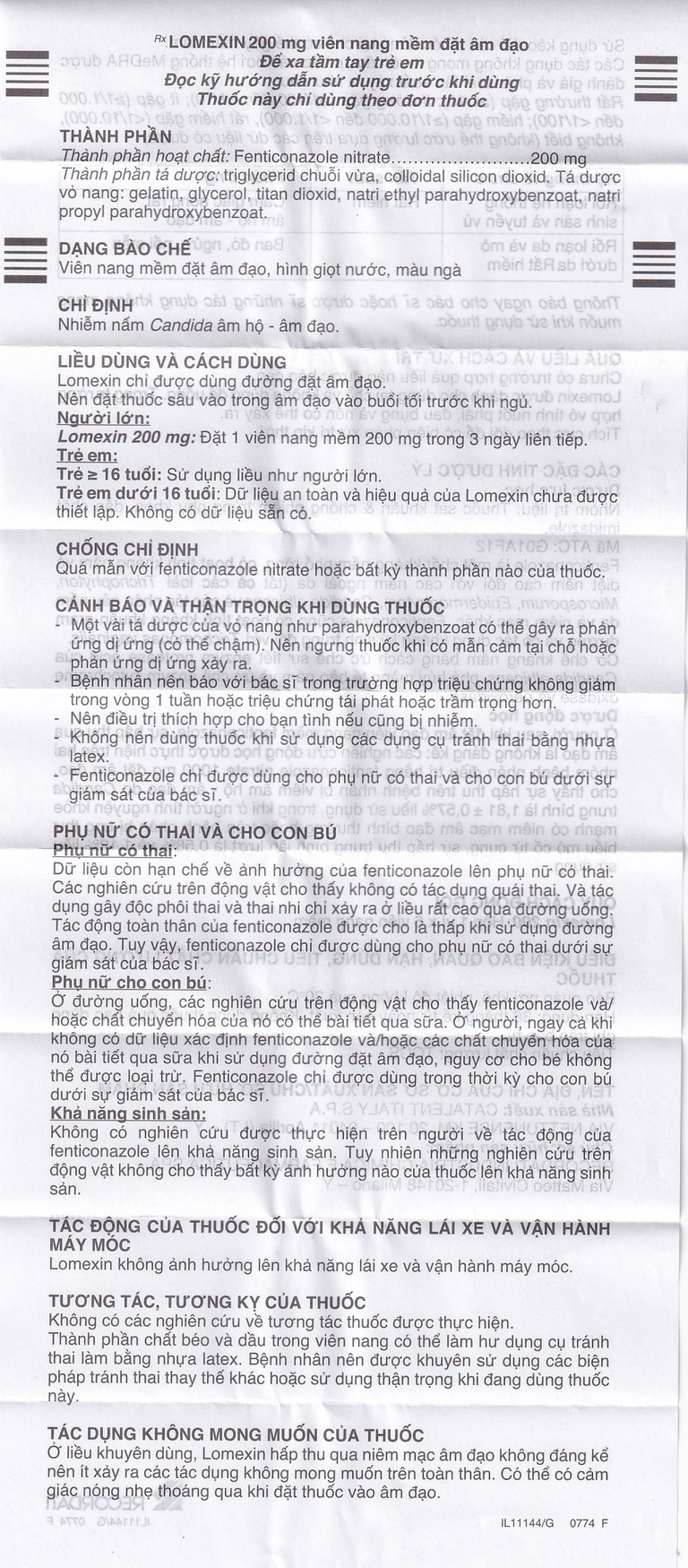 Viên đặt âm đạo Lomexin 200mg điều trị nhiễm nấm Candida âm hộ - âm đạo (1 vỉ x 6 viên)