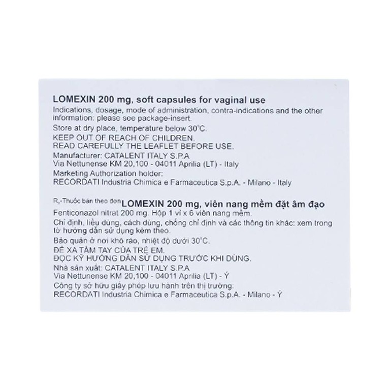 Viên đặt âm đạo Lomexin 200mg điều trị nhiễm nấm Candida âm hộ - âm đạo (1 vỉ x 6 viên)