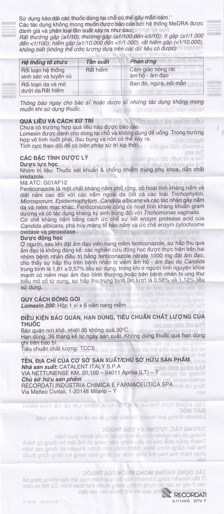 Viên đặt âm đạo Lomexin 200mg điều trị nhiễm nấm Candida âm hộ - âm đạo (1 vỉ x 6 viên)