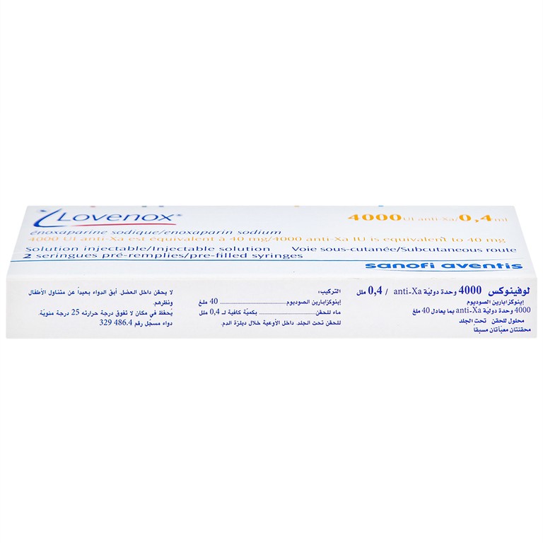 Dung dịch tiêm Lovenox 4000 anti-Xa IU/0.4 ml điều trị dự phòng bệnh thuyên tắc huyết khối tĩnh mạch (2 ống)