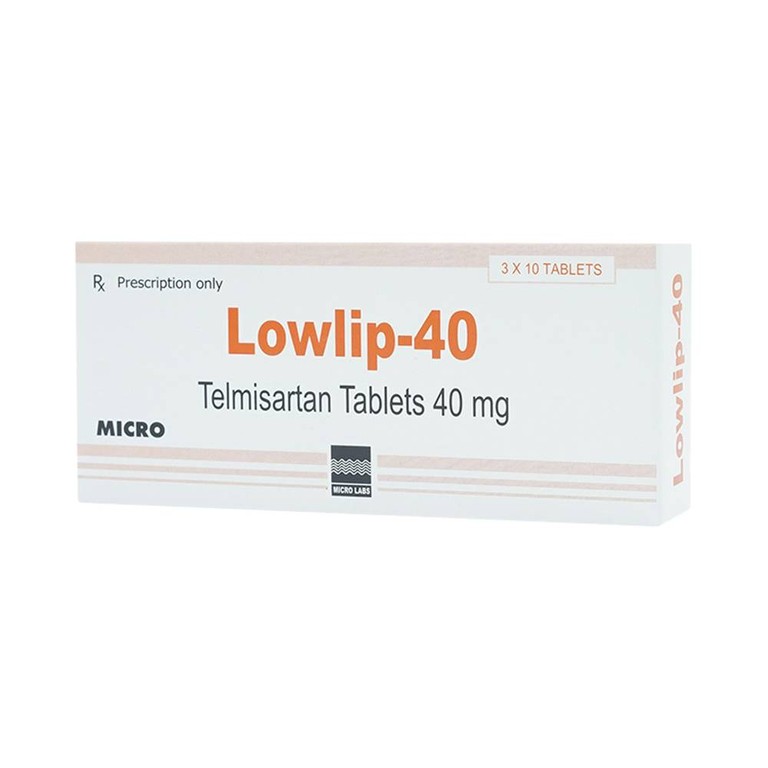 Thuốc Lowlip 40 Micro điều trị tăng huyết áp từ nhẹ đến vừa (3 vỉ x 10 viên)