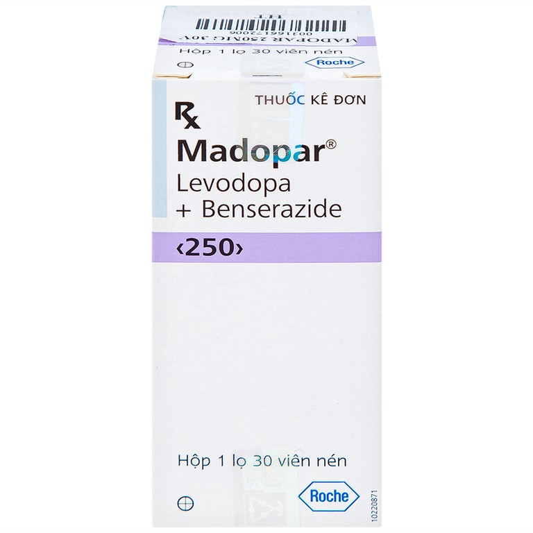 Viên nén Madopar Levodopa And Benserazide 250 Roche điều trị bệnh Parkinson vô căn (30 viên)