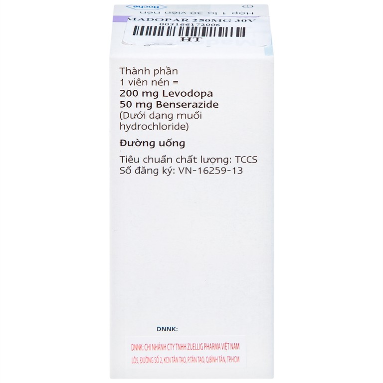 Viên nén Madopar Levodopa And Benserazide 250 Roche điều trị bệnh Parkinson vô căn (30 viên)