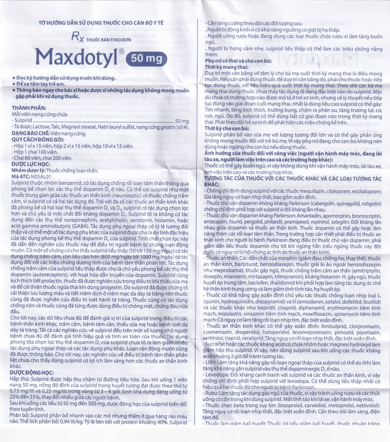 Viên nang cứng Maxdotyl 50mg Domesco điều trị chứng lo âu ở người lớn (2 vỉ x 15 viên)