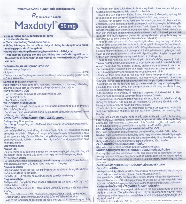 Viên nang cứng Maxdotyl 50mg Domesco điều trị chứng lo âu ở người lớn (2 vỉ x 15 viên)