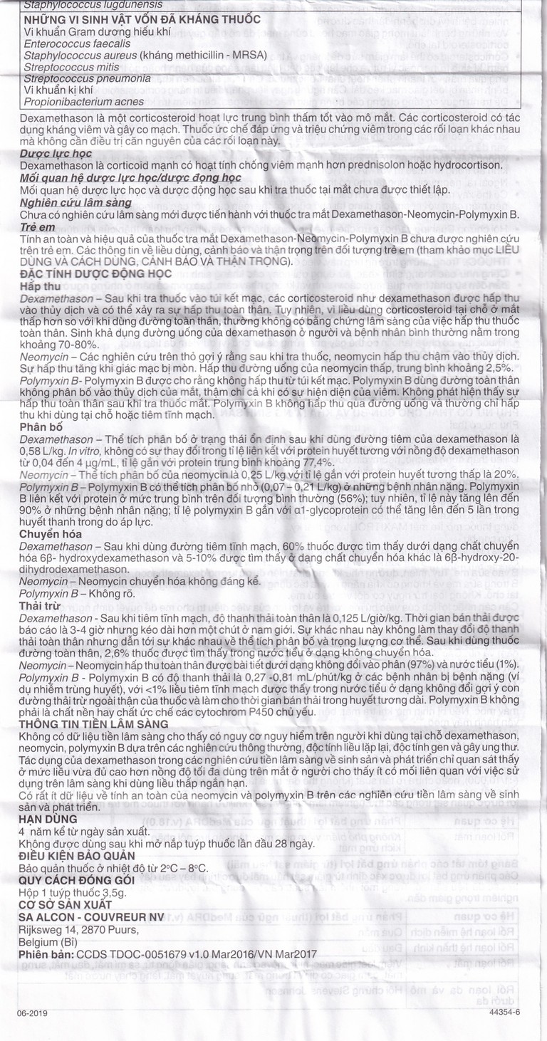 Thuốc mỡ tra mắt Maxitrol điều trị ngắn hạn các tình trạng đáp ứng với corticoid ở mắt (3,5g) 