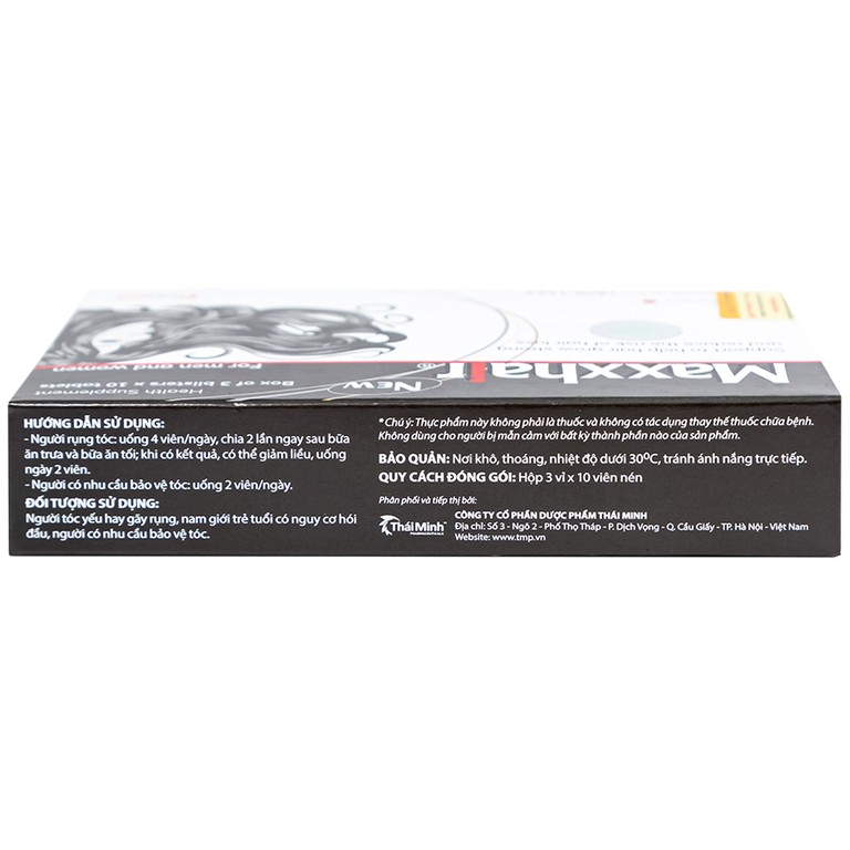 Viên uống Maxxhair New Thái Minh hỗ trợ tóc mọc chắc khỏe và giảm nguy cơ rụng tóc (3 vỉ x 10 viên)