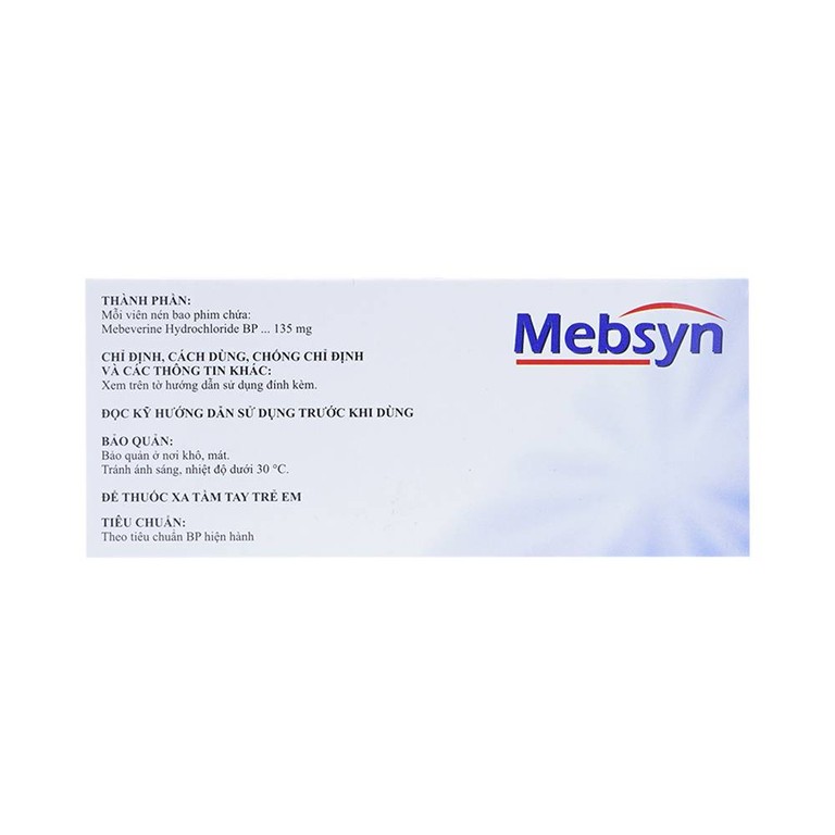 Thuốc Mebsyn 135mg Synmedic điều trị hội chứng ruột kích thích (10 vỉ x 10 viên)