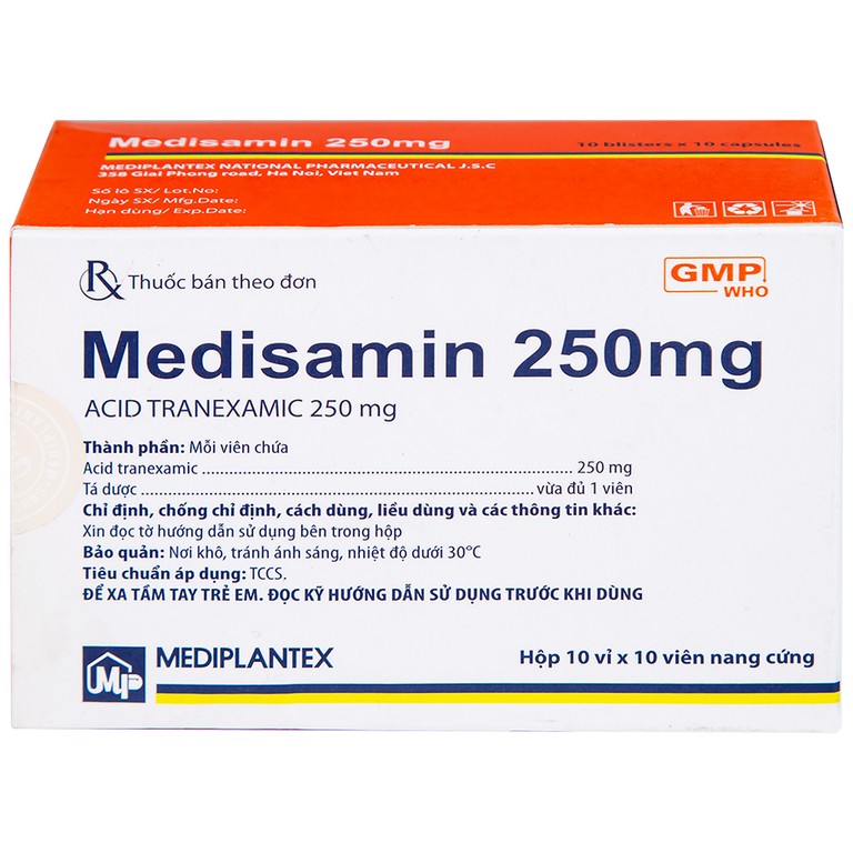 Thuốc Medisamin 250mg Mediplantex điều trị tình trạng chảy máu (10 vỉ x 10 viên) 