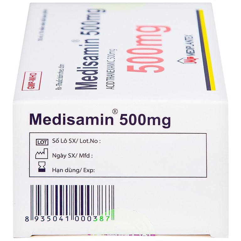Thuốc Medisamin 500mg Mediplantex điều trị chảy máu ở bệnh ưa chảy máu, rong kinh (10 vỉ x 10 viên) 