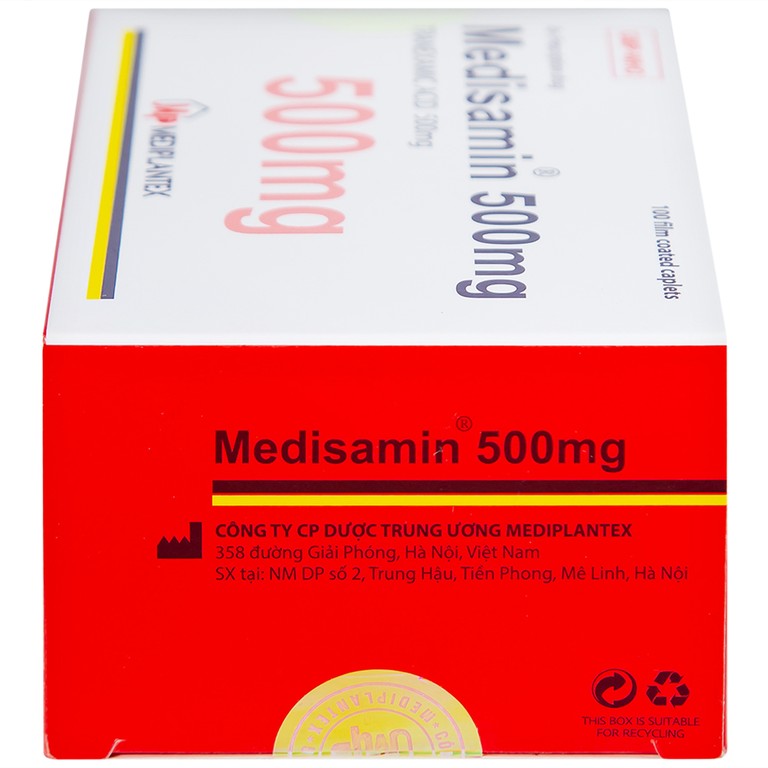 Thuốc Medisamin 500mg Mediplantex điều trị chảy máu ở bệnh ưa chảy máu, rong kinh (10 vỉ x 10 viên) 