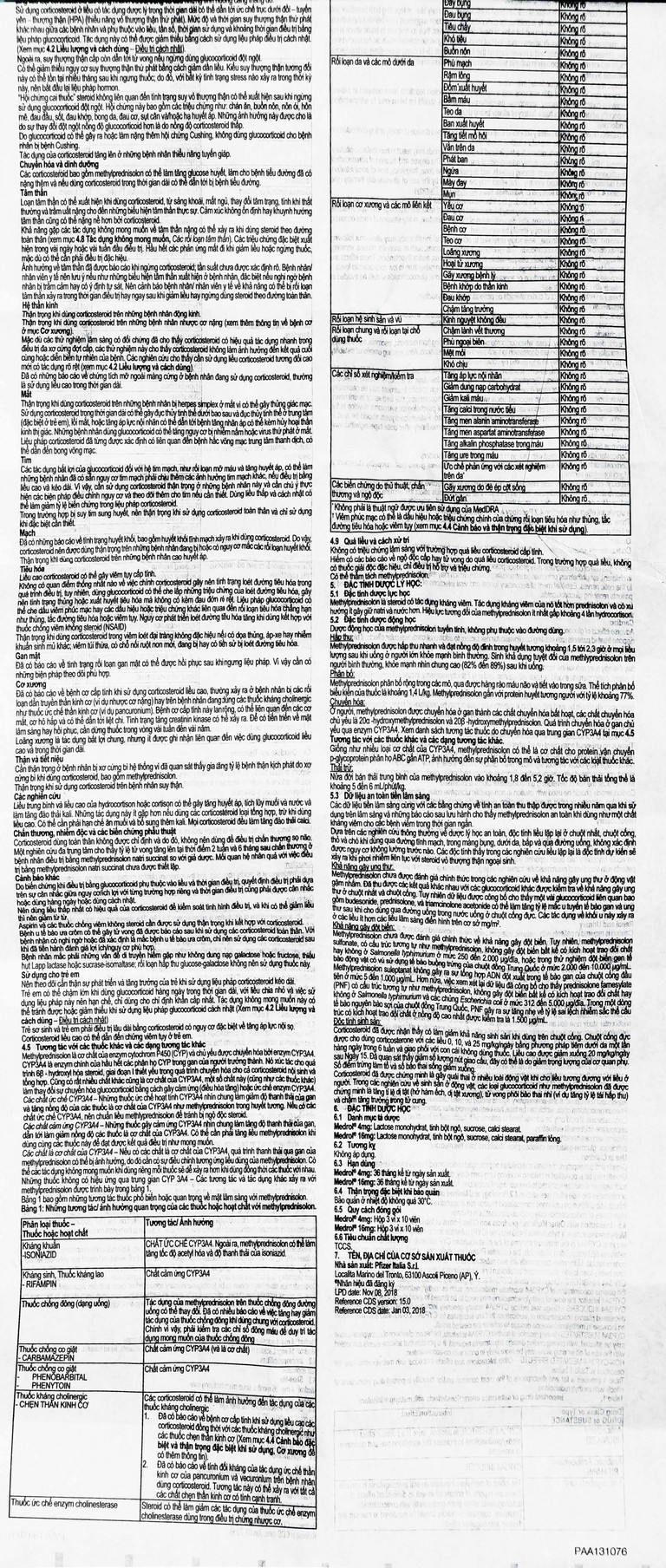 Thuốc Medrol 4mg Pfizer kháng viêm, điều trị rối loạn nội tiết, viêm tuyến giáp (3 vỉ x 10 viên)