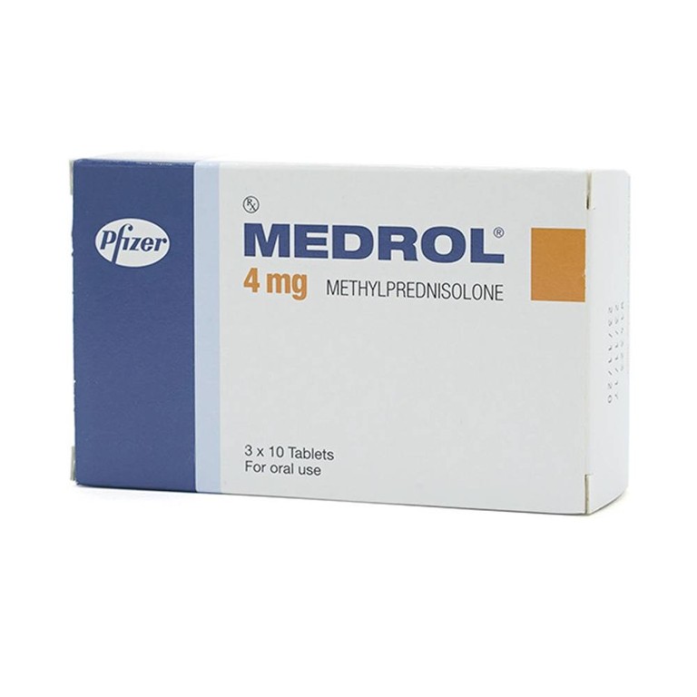 Thuốc Medrol 4mg Pfizer kháng viêm, điều trị rối loạn nội tiết, viêm tuyến giáp (3 vỉ x 10 viên)