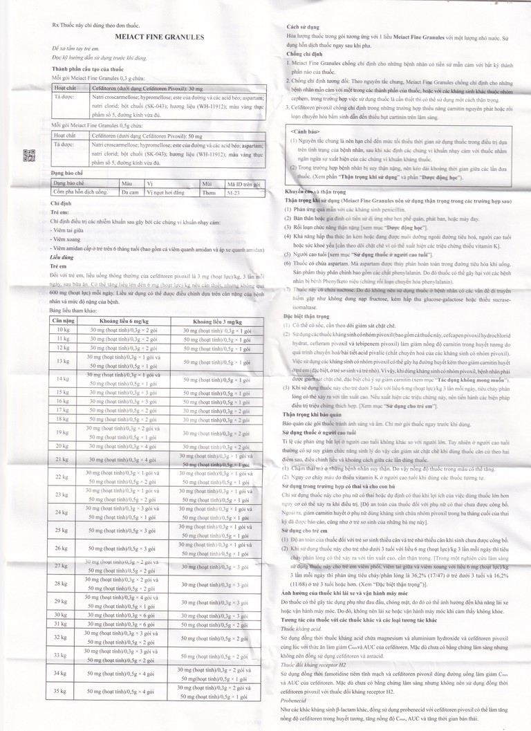 Cốm pha hỗn dịch uống Meiact 50mg Meiji điều trị viêm tai giữa, viêm xoang, viêm amidan (21 gói)