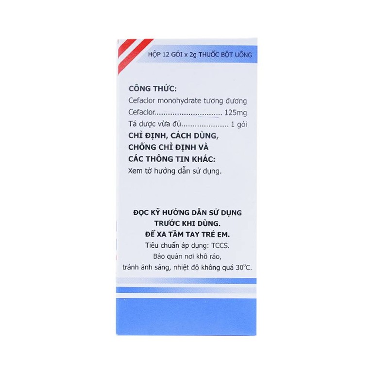 Thuốc bột uống Mekocefaclor 125mg Mekophar điều trị viêm họng, viêm phế quản, viêm admidan (12 gói)