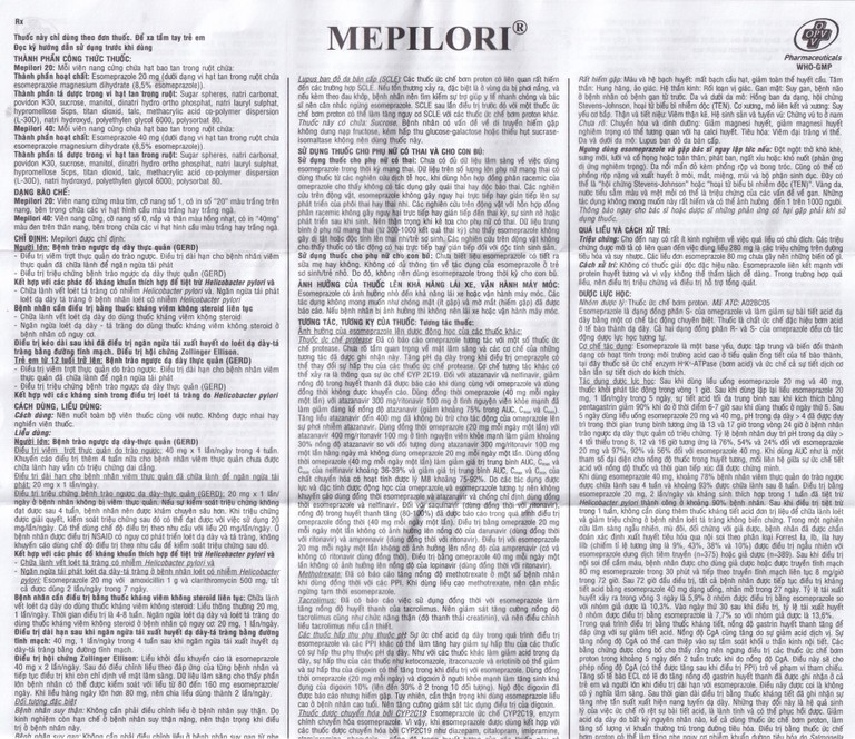 Viên nang cứng Mepilori 40 OPC điều trị bệnh trào ngược dạ dày, loét dạ dày tá tràng (2 vỉ x 7 viên)