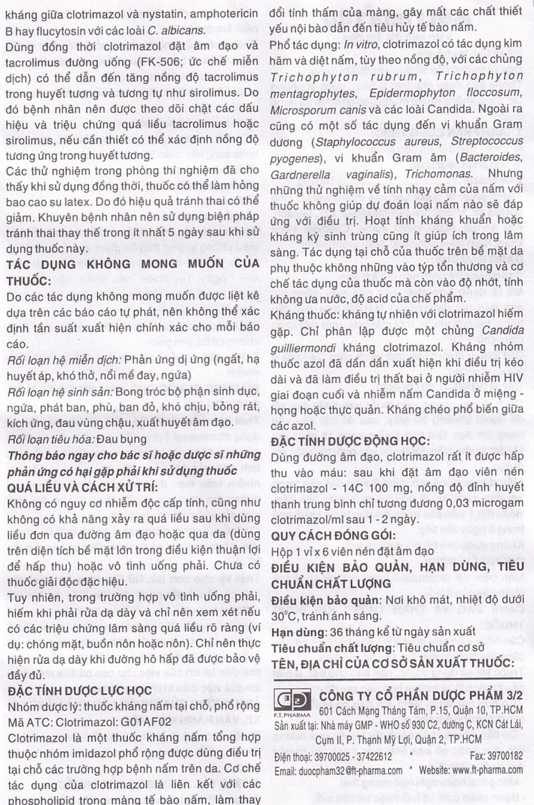 Viên đặt âm đạo Metrima 100 Dược 3-2 điều trị nấm candida (1 vỉ x 6 viên)