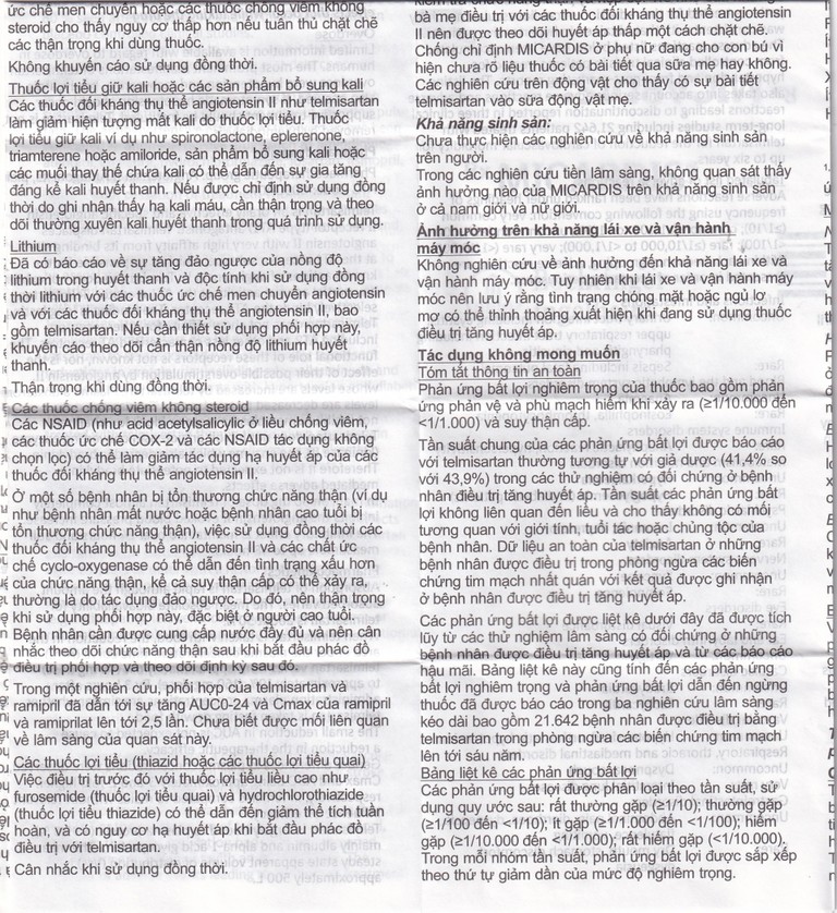 Viên nén Micardis 40mg Boehringer điều trị tăng huyết áp vô căn (3 vỉ x 10 viên)