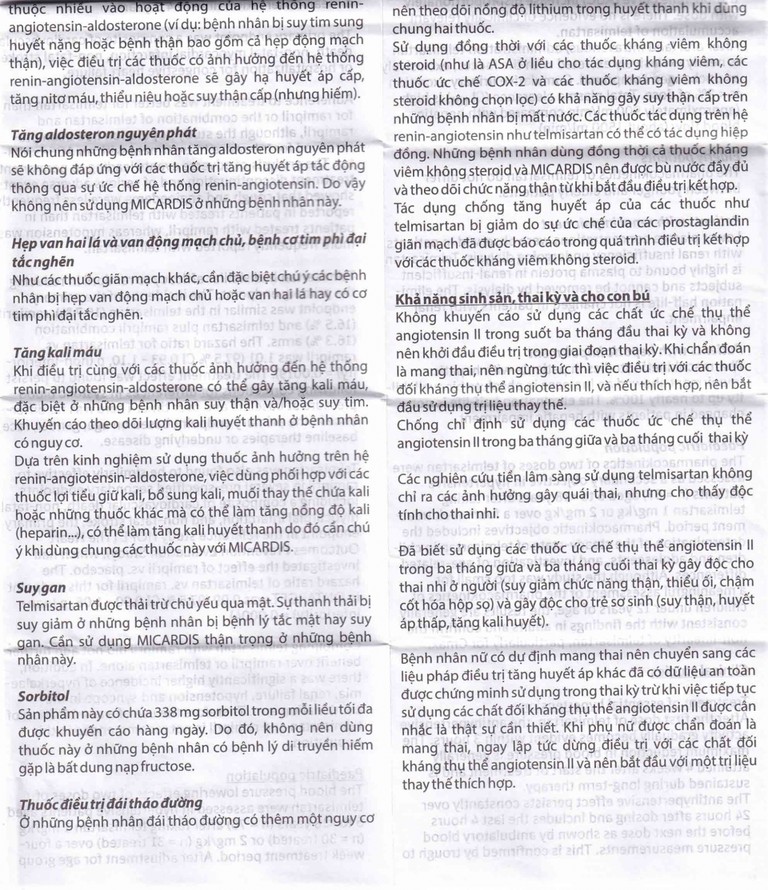 Viên nén Micardis 80mg Boehringer điều trị tăng huyết áp vô căn (3 vỉ x 10 viên)