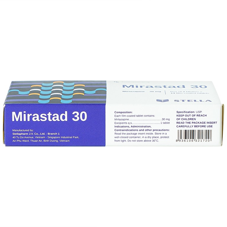 Viên nén Mirastad 30 Stella điều trị trầm cảm, duy trì cân bằng tinh thần (2 vỉ x 14 viên)