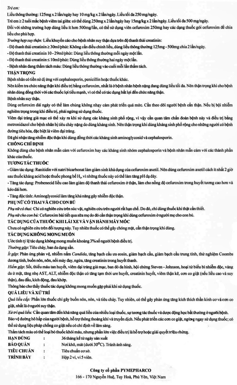 Thuốc Negacef 500 Pymepharco điều trị nhiễm khuẩn đường hô hấp, nhiễm khuẩn tai mũi họng (2 vỉ x 5 viên) 