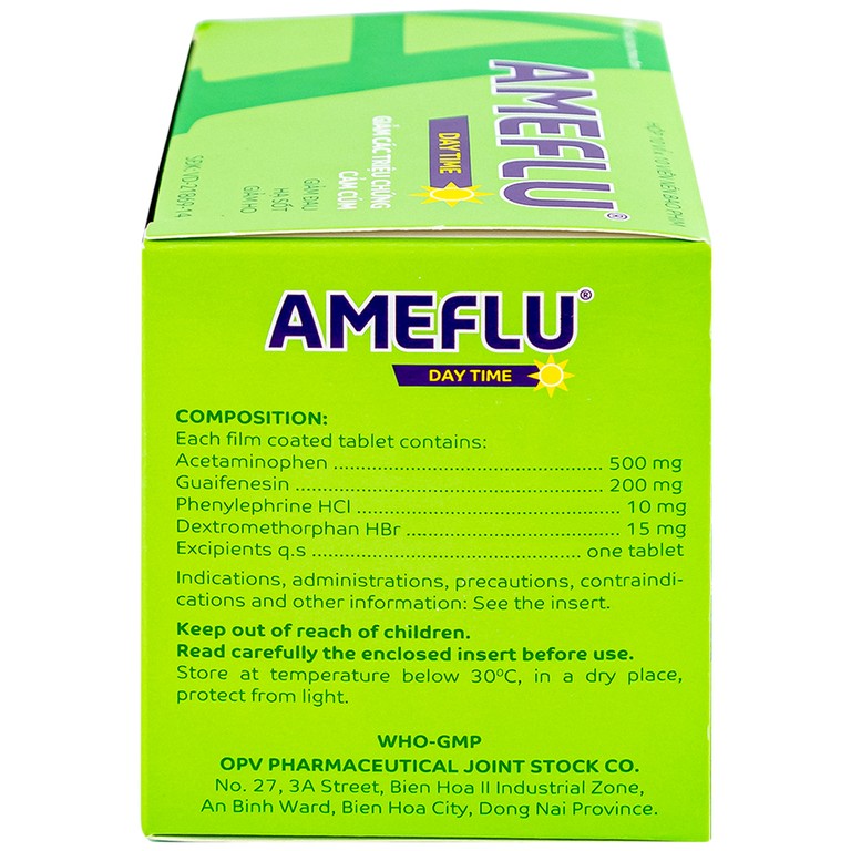 Thuốc Ameflu Day Time OPV giảm các triệu chứng cảm lạnh và cảm cúm (10 vỉ x 10 viên)