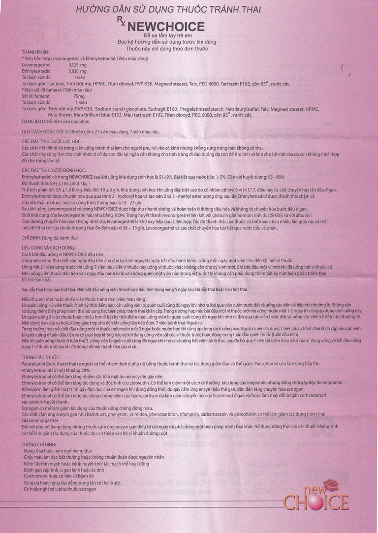 Thuốc Newchoice Nam Hà dùng để tránh thai (25 vỉ x 28 viên)