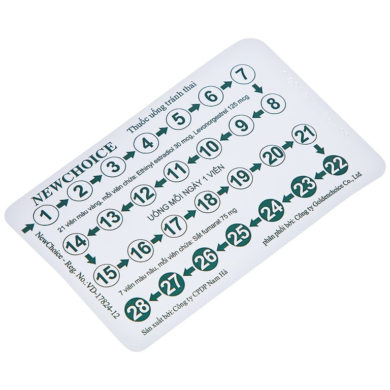 Thuốc Newchoice Nam Hà dùng để tránh thai (25 vỉ x 28 viên)