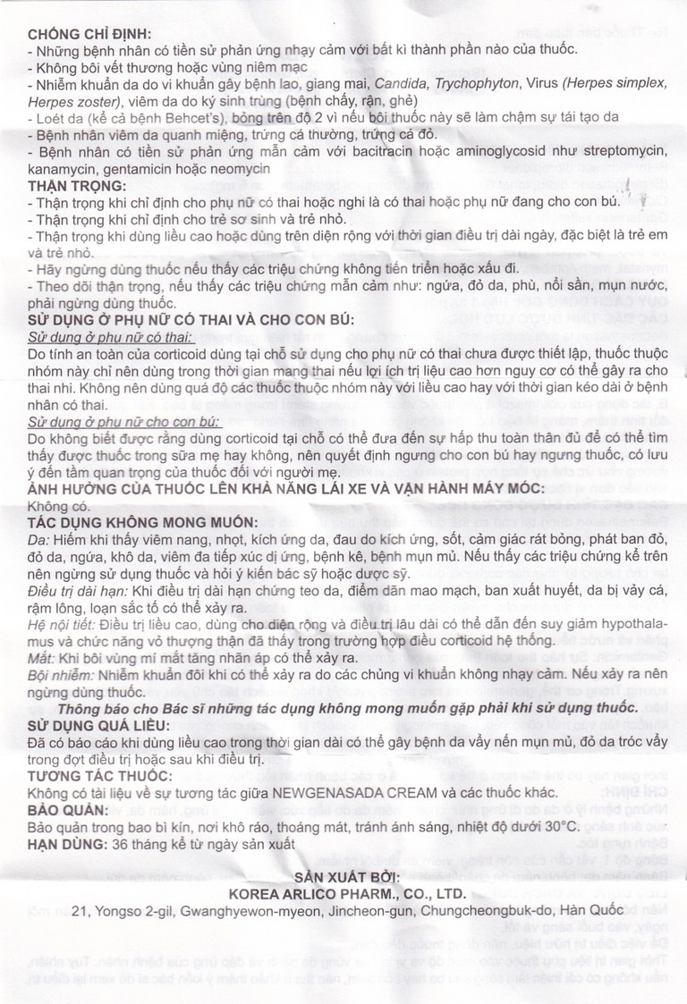 Kem bôi da NewgenAsada Arlico điều trị chàm, viêm da do tiếp xúc, dị ứng (10g)