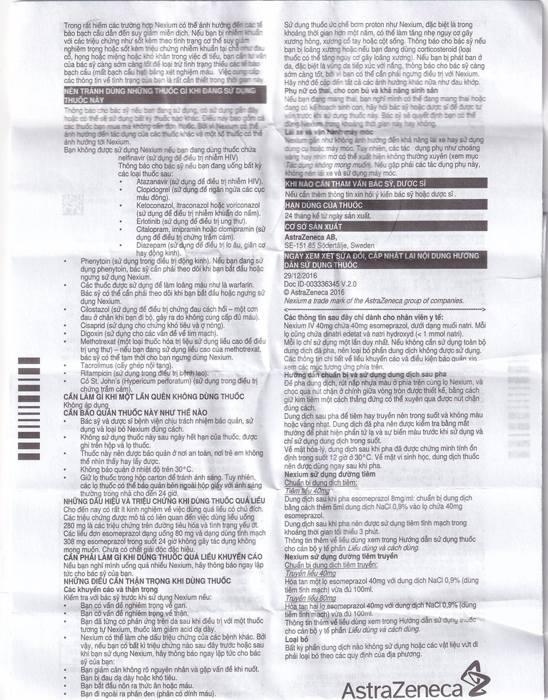 Bột pha tiêm Nexium 40mg AstraZeneca điều trị kháng tiết dịch vị, trào ngược dạ dày - thực quản (1 lọ)