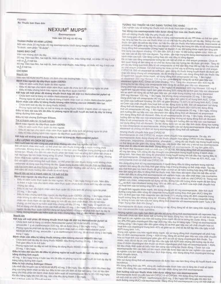 Viên nén Nexium Mups 20mg AstraZeneca điều trị trào ngược dạ dày - thực quản, loét dạ dày (2 vỉ x 7 viên)