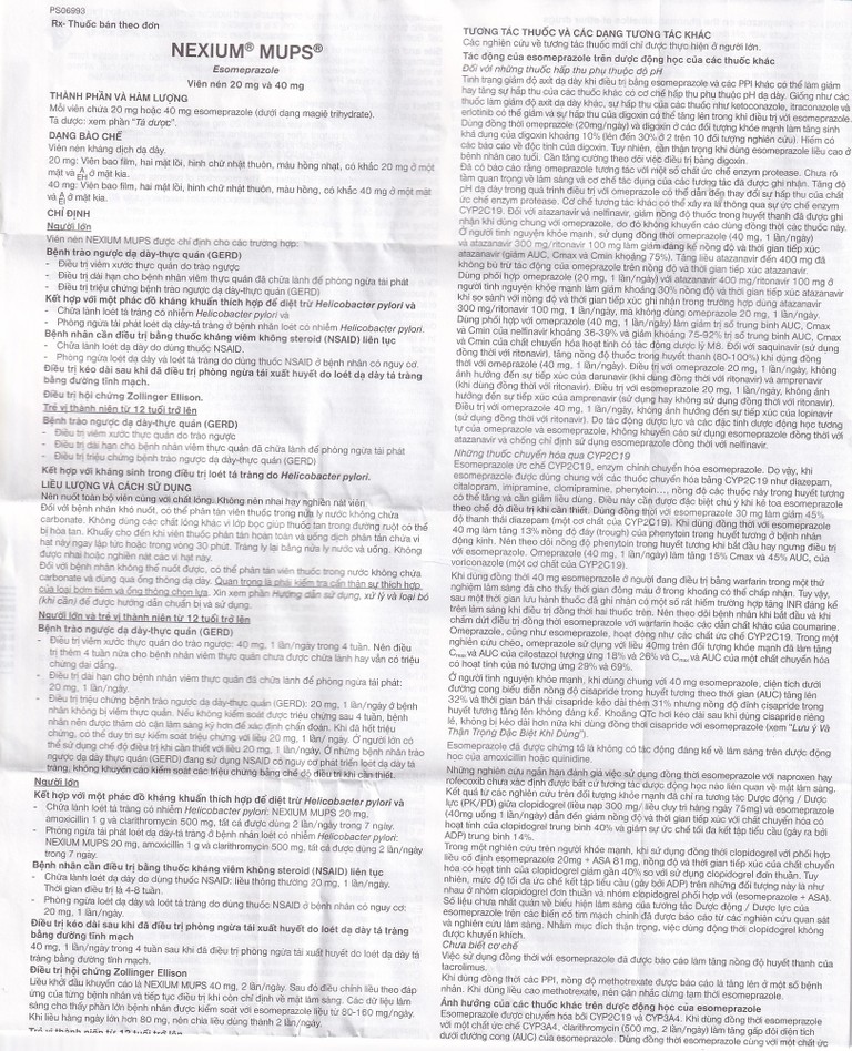 Viên nén Nexium Mups 40mg AstraZeneca điều trị trào ngược dạ dày - thực quản, loét dạ dày (2 vỉ x 7 viên)