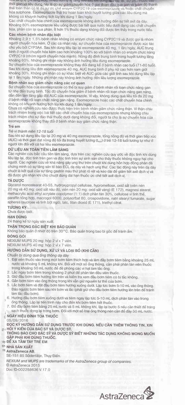 Viên nén Nexium Mups 40mg AstraZeneca điều trị trào ngược dạ dày - thực quản, loét dạ dày (2 vỉ x 7 viên)