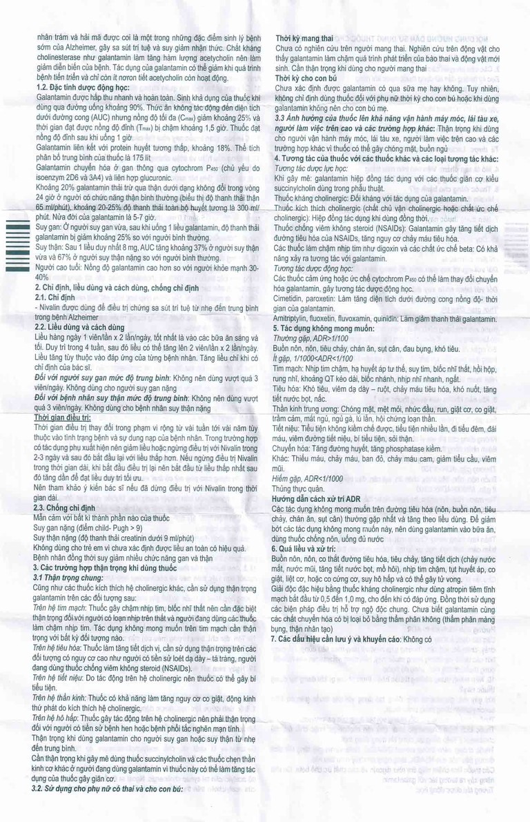 Viên nén Nivalin 5mg Sopharma điều trị sa sút trí tuệ, Alzheimer (1 vỉ x 20 viên) 