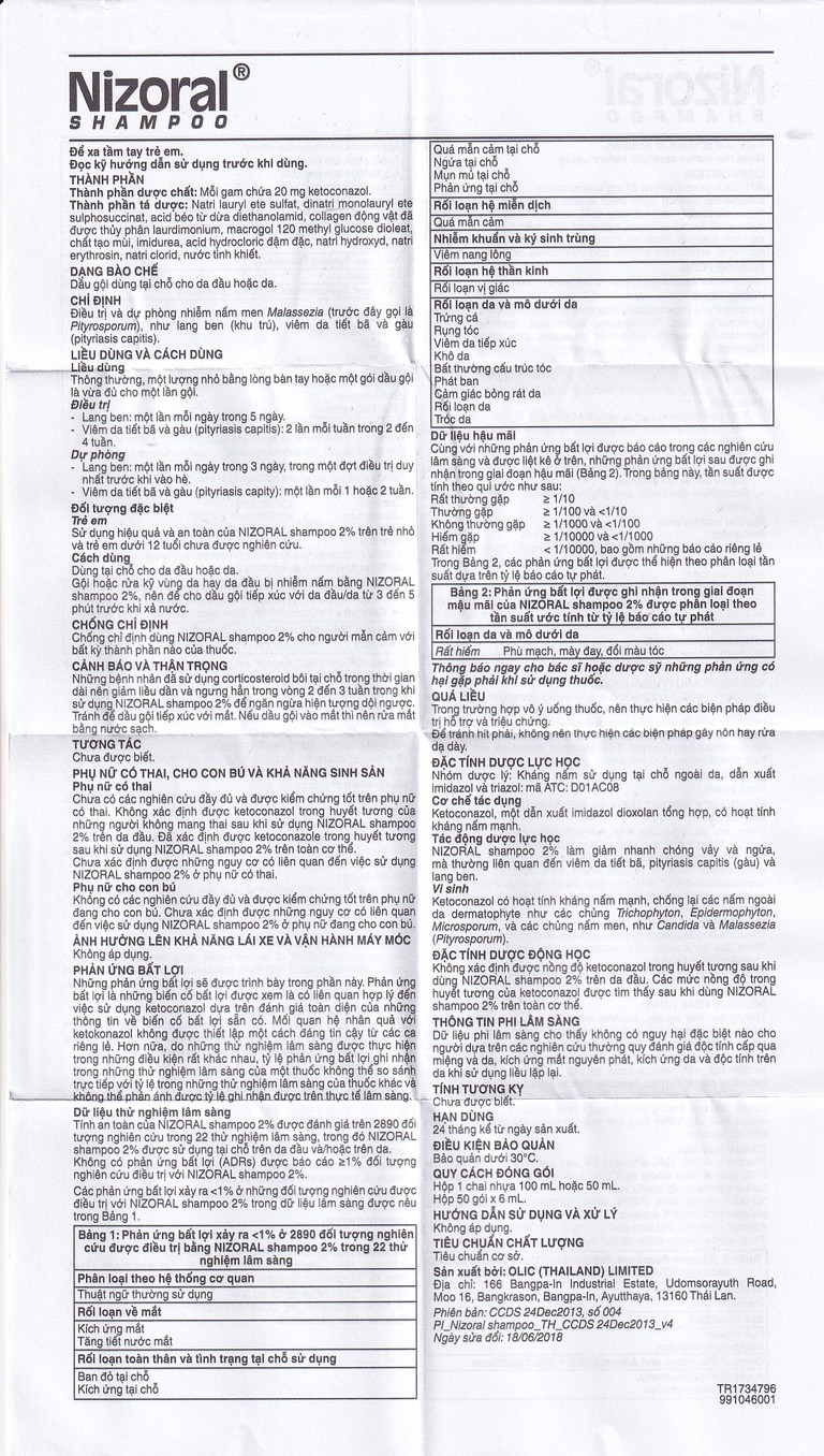 Dầu gội đầu Nizoral Shampoo Janssen điều trị và dự phòng gàu, lang ben và viêm da tiết bã (100ml)