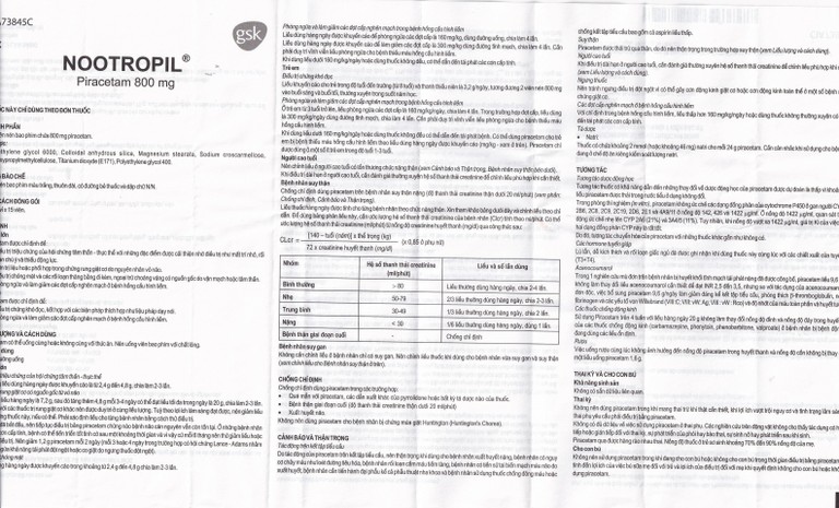 Viên nén Nootropil 800mg GSK điều trị hội chứng tâm thần (3 vỉ x 15 viên)