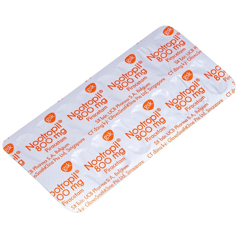 Viên nén Nootropil 800mg GSK điều trị hội chứng tâm thần (3 vỉ x 15 viên)