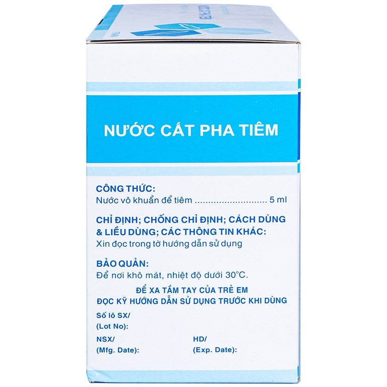 Nước cất pha tiêm Dược 3-2 hòa tan, pha loãng các chế phẩm thuốc (10 vỉ x 10 ống x 5ml)