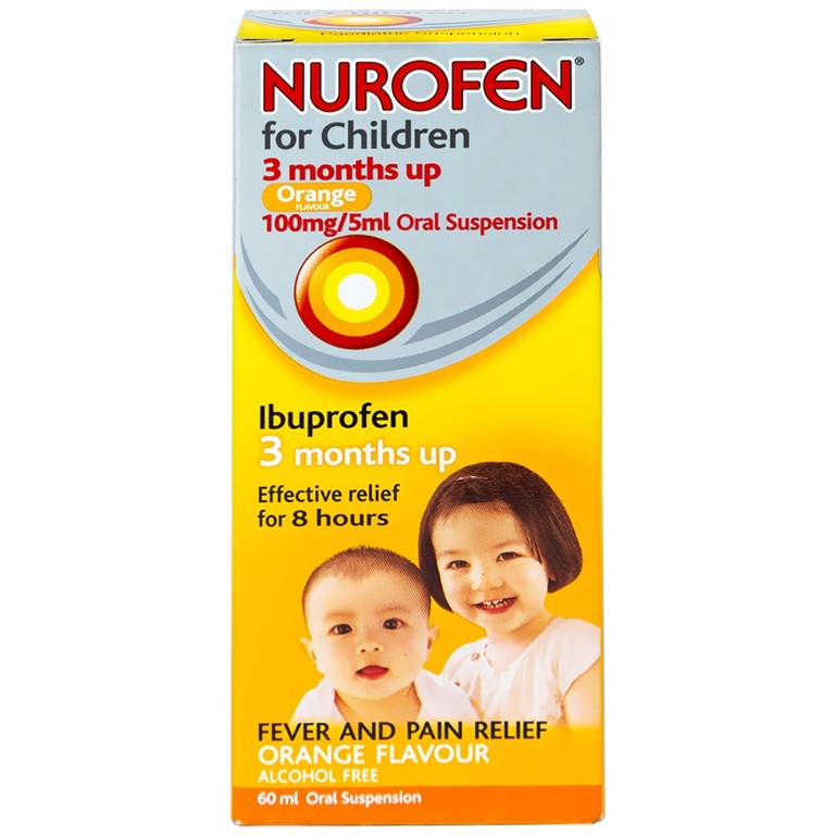 Hỗn dịch uống Nurofen for children hạ sốt, giảm đau răng, đau tai, đau họng (60ml)