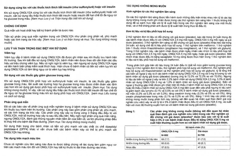 Viên nén Onglyza 2,5mg AstraZeneca điều trị kiểm soát đường huyết (2 vỉ x 14 viên)
