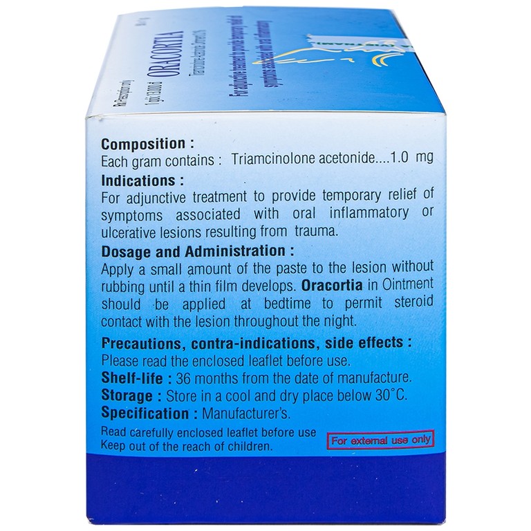 Thuốc mỡ Oracortia 0.1% Thai Nakorn Patana hỗ trợ điều trị viêm nhiễm khoang miệng (50 gói x 1g)