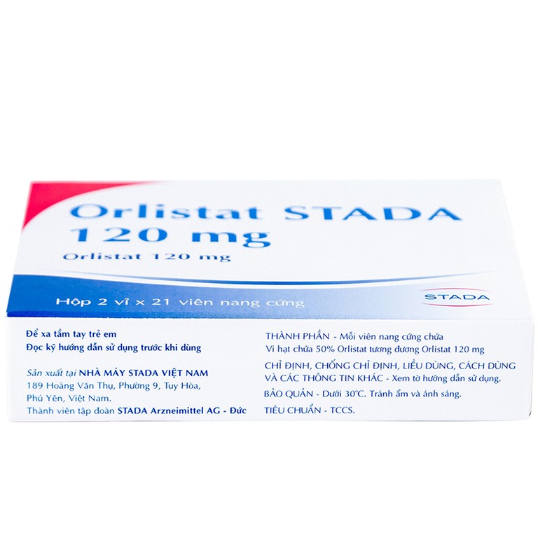 Thuốc Orlistat Stada 120mg hỗ trợ giảm nhẹ calo cho bệnh béo phì (2 vỉ x 21 viên)