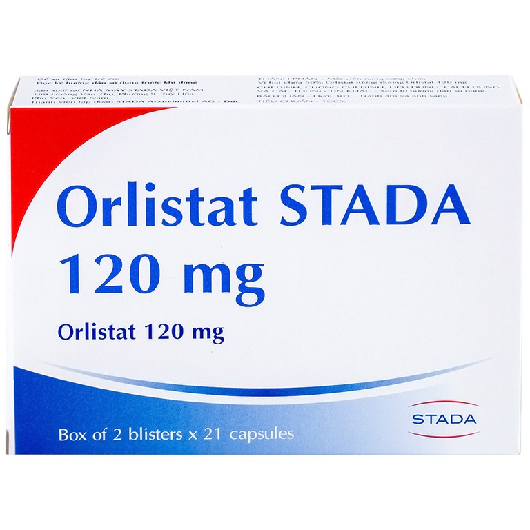 Thuốc Orlistat Stada 120mg hỗ trợ giảm nhẹ calo cho bệnh béo phì (2 vỉ x 21 viên)